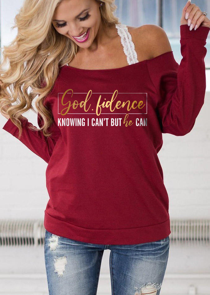 God Fidence Knowing I Can't But He Can Sweatshirt - Red