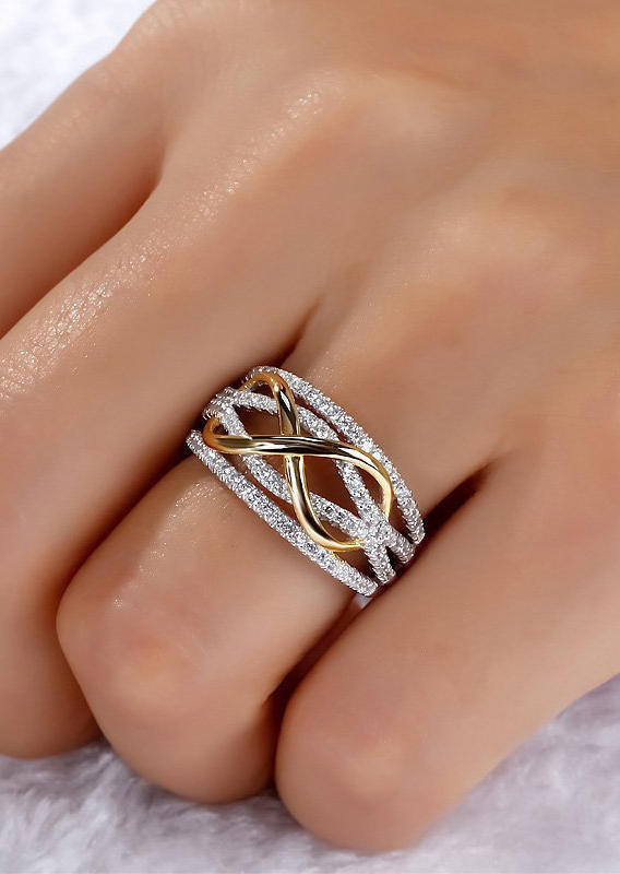 Rhinestone Hollow Out Alloy Ring