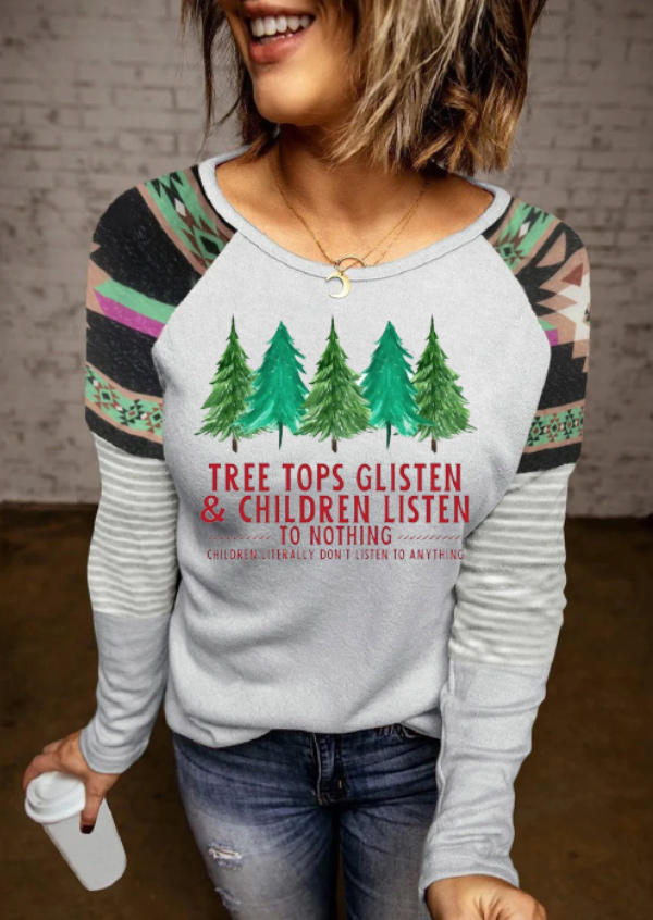 

Tree Tops Glisten & Children Listen To Nothing T-Shirt Tee - Gray, SCM010024