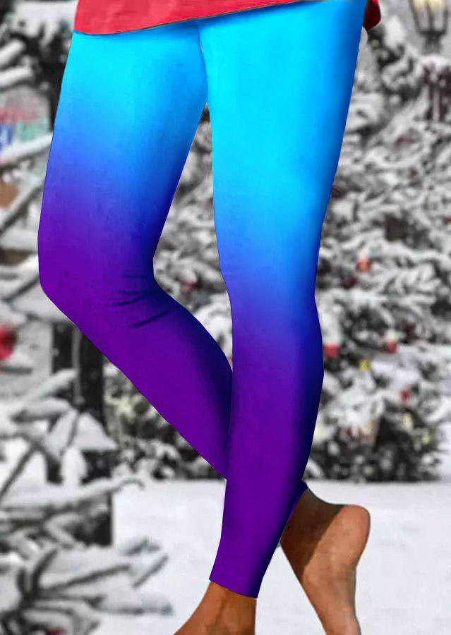 

Gradient Elastic Waist Skinny Leggings - Lake Blue, SCM010028