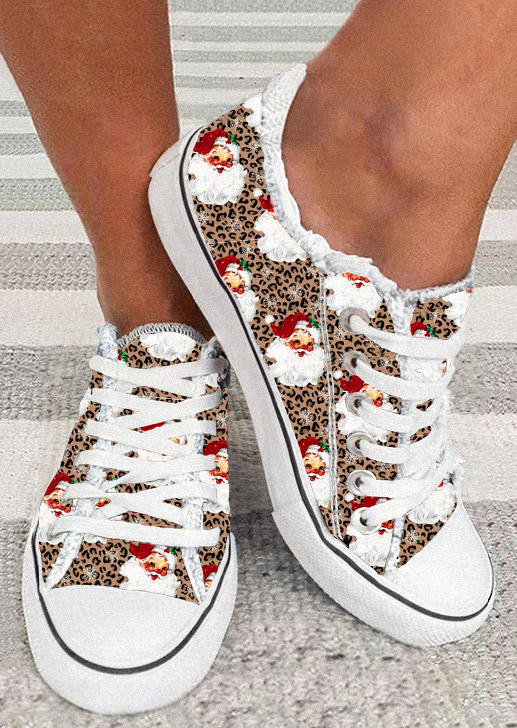 

Christmas Santa Claus Leopard Sneakers, Multicolor, SCM010168