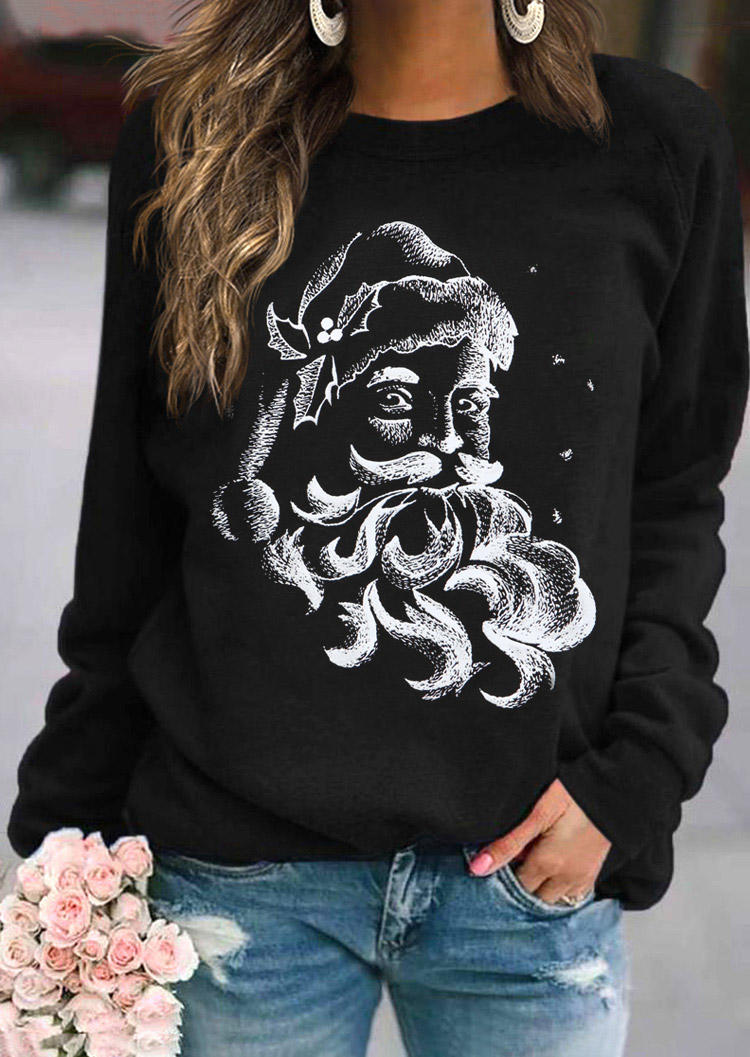 

Christmas Santa Claus Long Sleeve Sweatshirt - Black, SCM009966