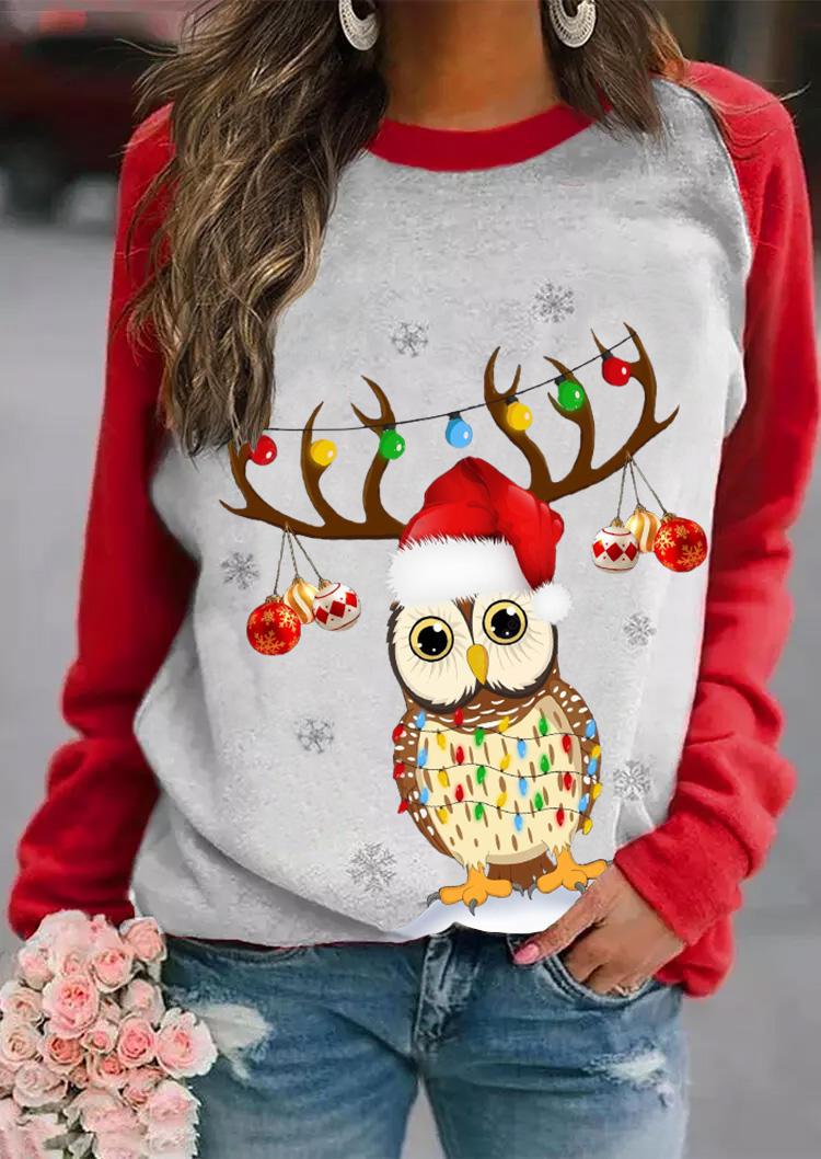 

Christmas Lantern Snowflake Owl Sweatshirt - Red, SCM010240