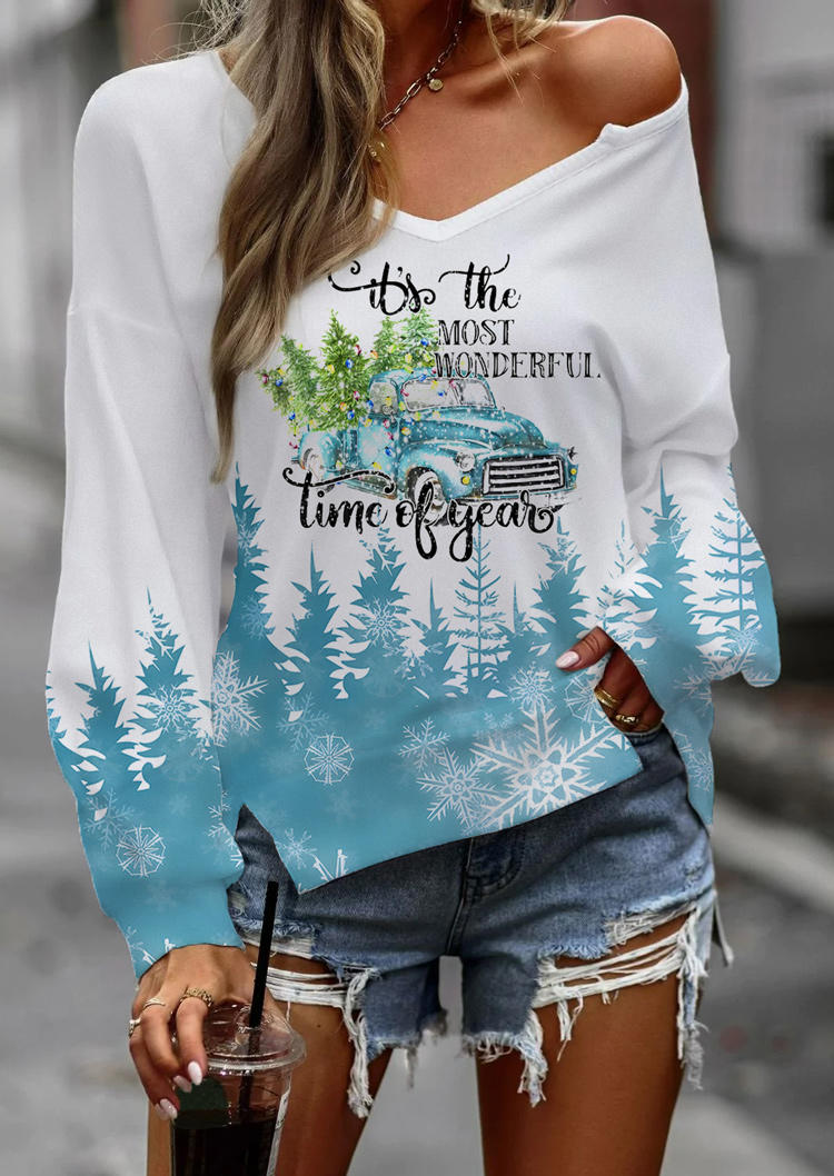 

Christmas Tree Truck It' The Most Wonderful Time Of The Year Blouse - White, SCM010255