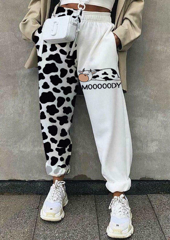 

Mooooody Cow Color Block Pocket Sweatpants - White, SCM010323