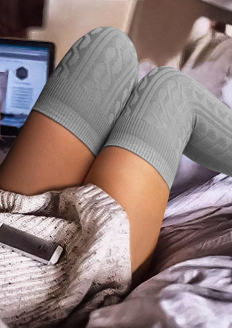 

Warm Extra Long Knitted Socks, Gray, SCM010055
