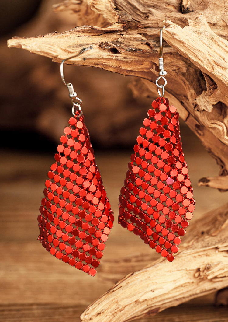 Sequined Alloy Hook Earrings