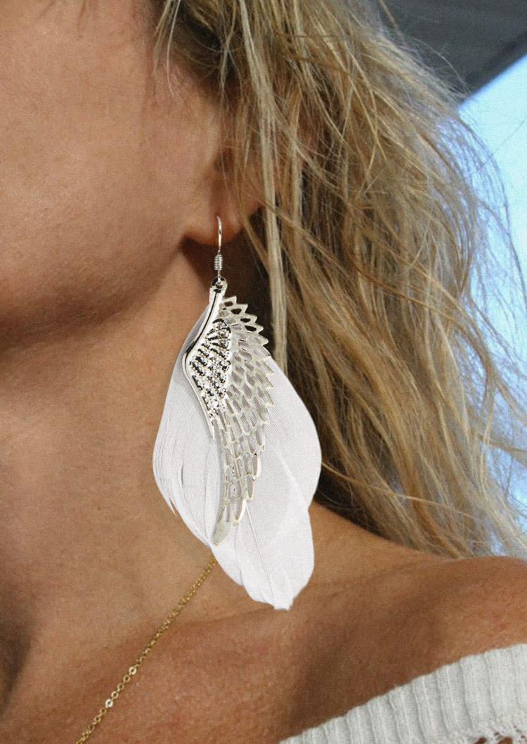 Wing Feather Hollow Out Earrings