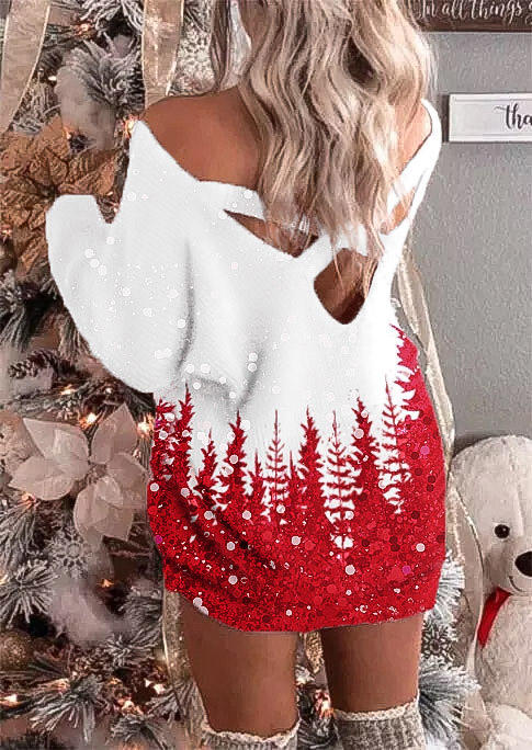 

Criss-Cross Tree Mini Dress - White, SCM010072