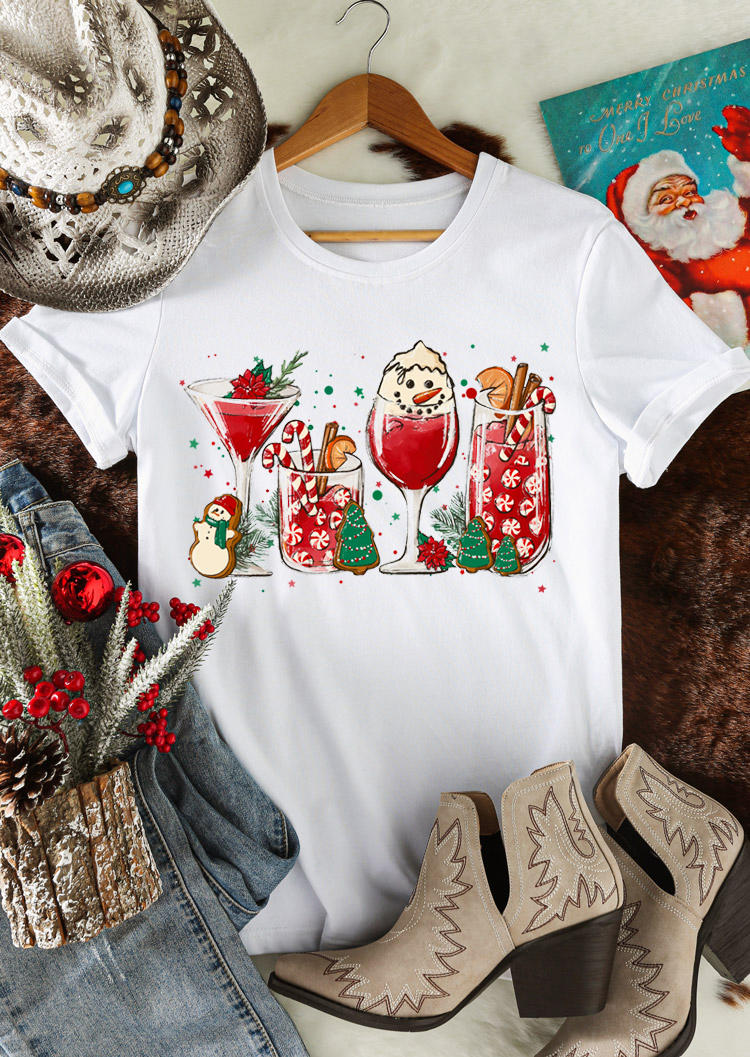 

Christmas Snowman Mistletoe T-Shirt Tee - White, SCM010464