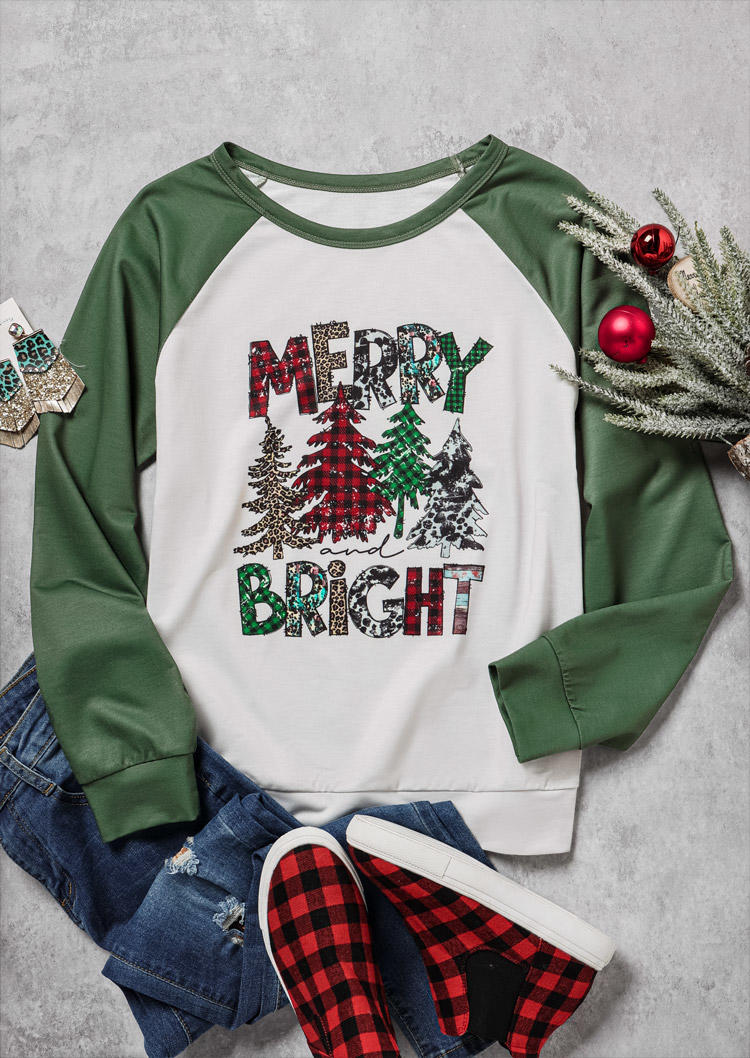 Christmas Merry And Bright Tree Leopard Plaid Cow Sweatshirt - White