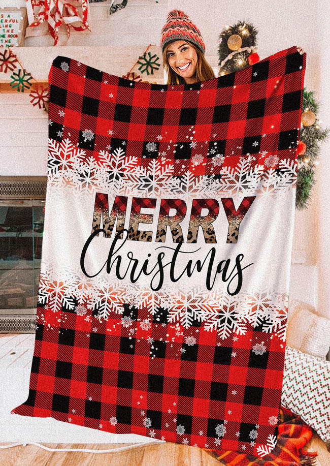 

Merry Christmas Snowflake Leopard Plaid Blanket, Multicolor, SCM010104