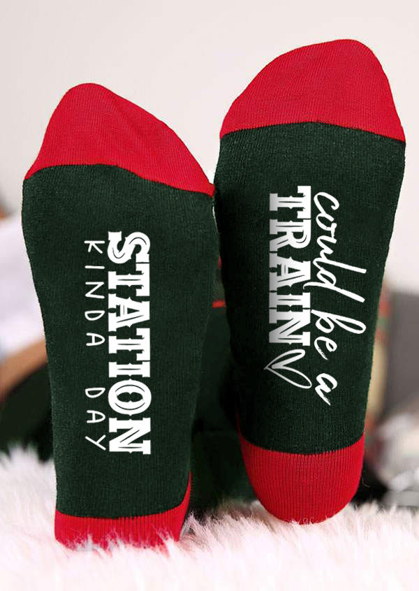 

Could Be A Train Station Kinda Day Crew Socks, Multicolor, SCM010217