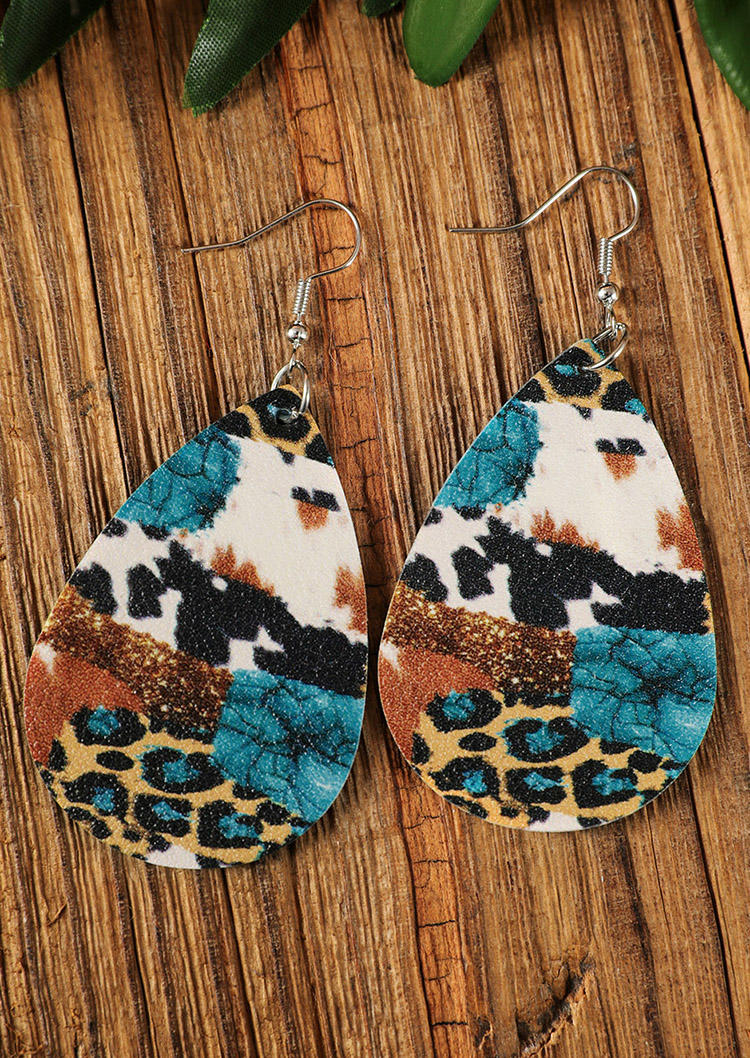 Cow Leopard Water Drop Earrings