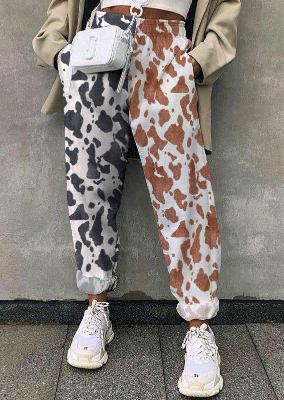 

Cow Color Block Pocket Sweatpants, Multicolor, SCM010504