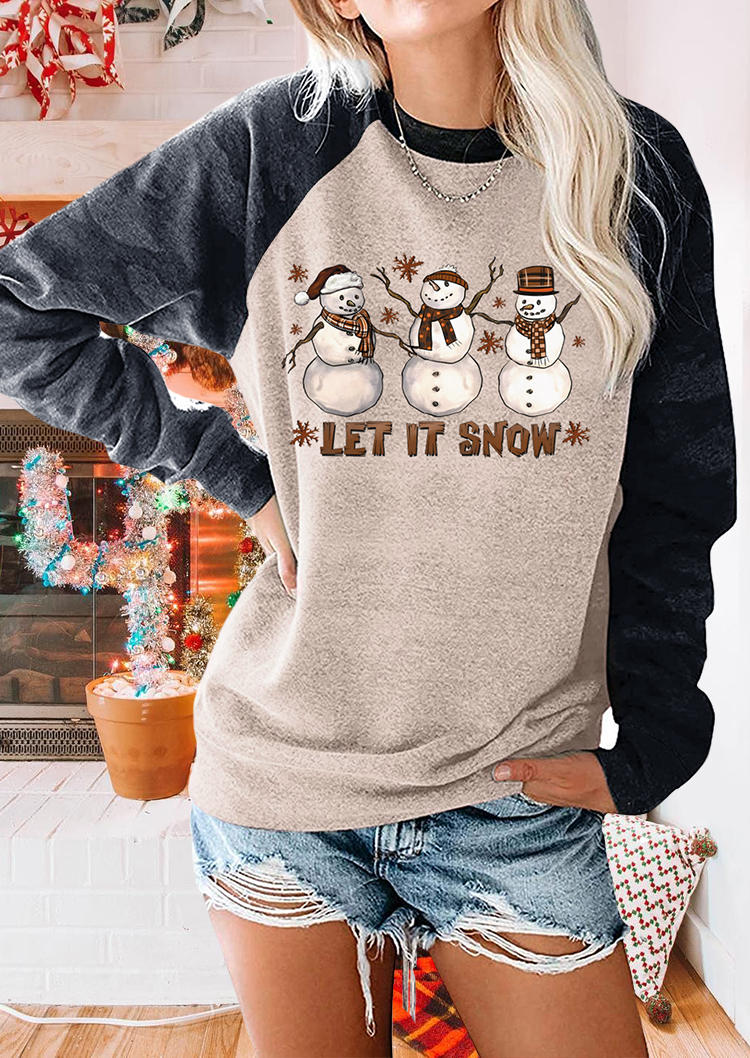 

Let It Snow Snowman Snowflake Dot Sweatshirt - Apricot, SCM010269