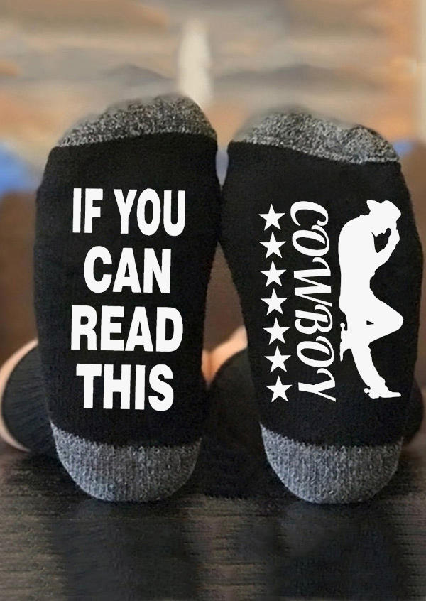 

If You Can Read This Cowboy Crew Socks - Black, SCM010493
