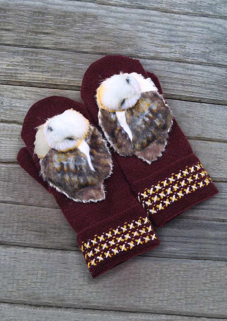 Owl Knitted Mittens Gloves