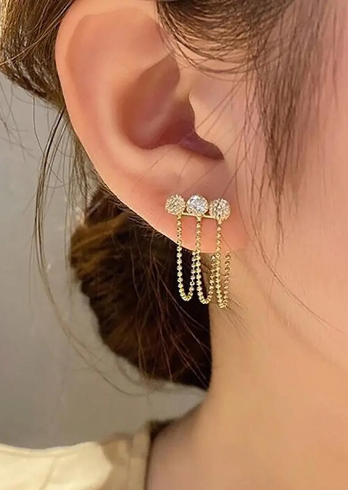 Rhinestone Tassel Alloy Earrings