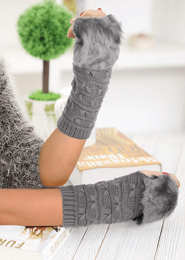 Warm Fingerless Fluffy Knitted Gloves