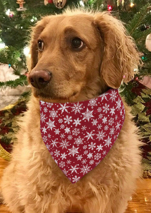 

Christmas Snowflake Adjustable Pet Triangle Scarf, Red, SCM010221