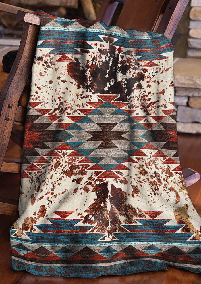 

Aztec Geometric Cow Soft Blanket, Multicolor, SCM010548