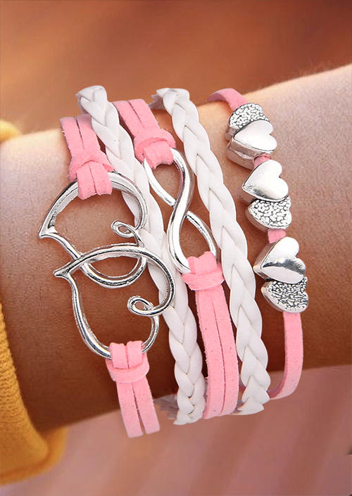 

Valentine Infinity Heart Hollow Out Bracelet, Pink, SCM010335