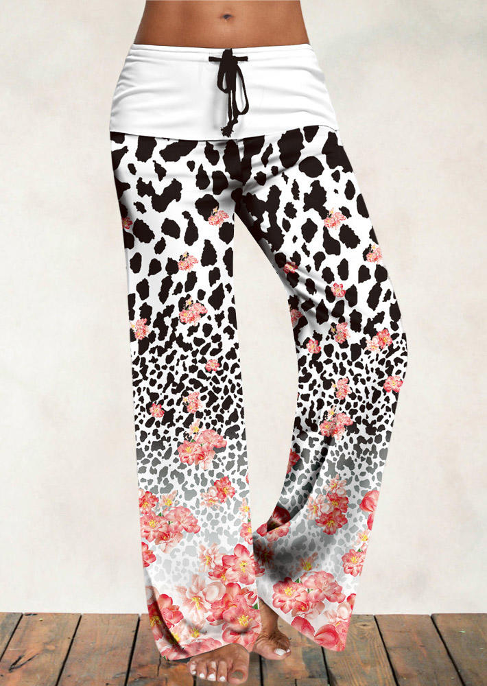 

Cow Cherry Blossoms Gradient Wide Leg Pants, Multicolor, SCM010599