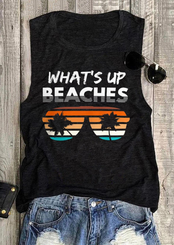 

What' Up Beaches Coconut Tree Tank - Black, SCM010680