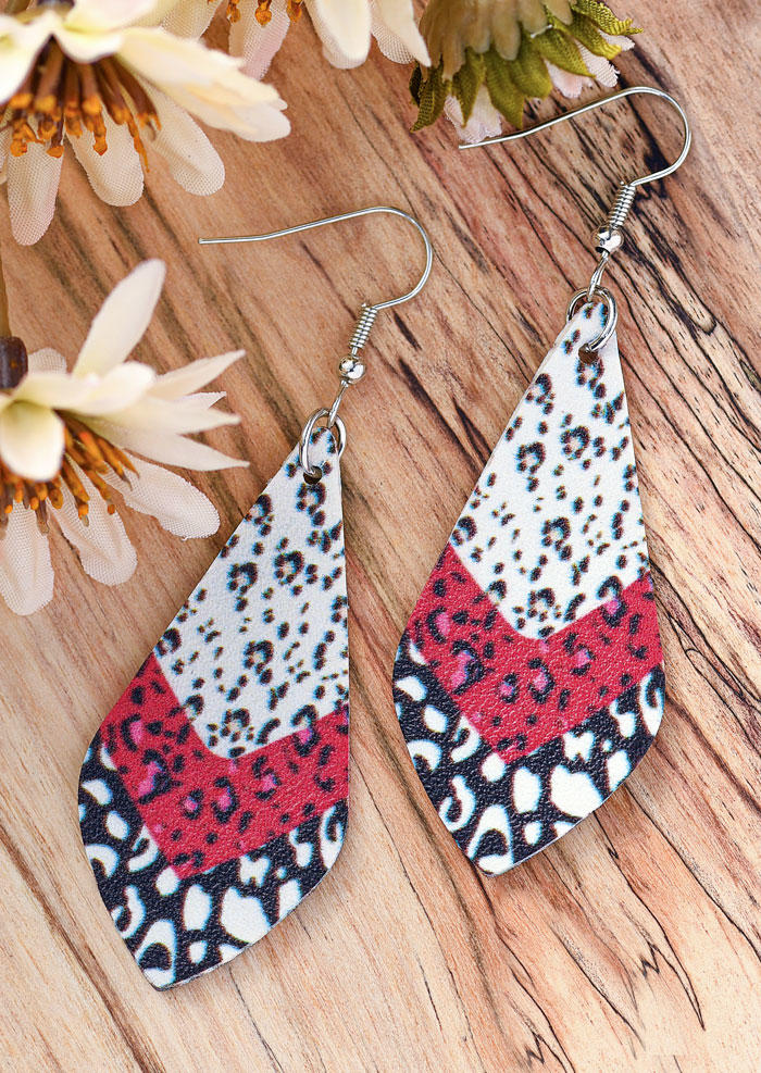 Leopard Color Block Hook Earrings