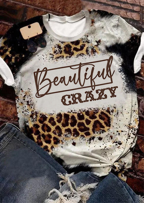 

Beautiful Crazy Leopard T-Shirt Tee, Multicolor, SCM010660