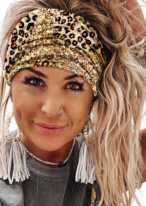 Leopard Glitter Yoga Wide Headband