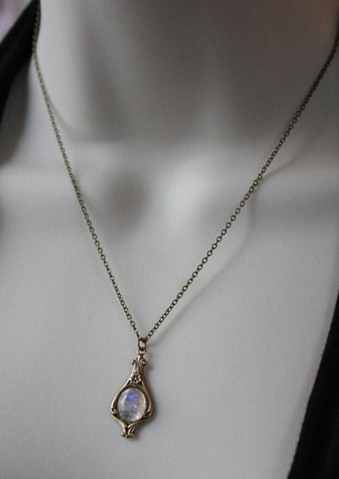 Moonstone Water Drop Pendant Necklace