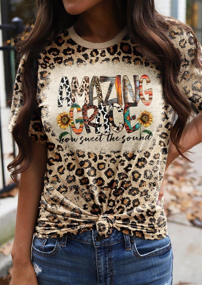 Amazing Grace How Sweet The Sound Leopard T-Shirt Tee