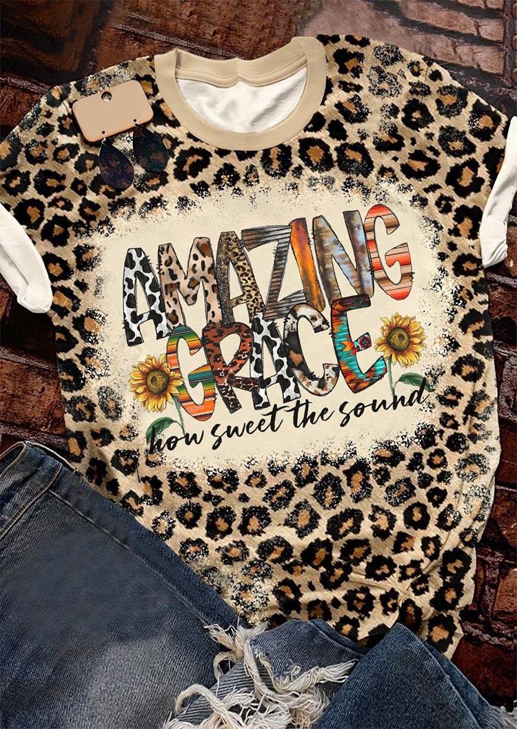 

Amazing Grace How Sweet The Sound Leopard T-Shirt Tee, Multicolor, SCM010703