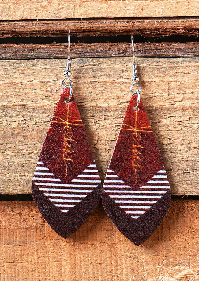 

Faith Color Block Striped PU Leather Earrings, Red, SCM010543