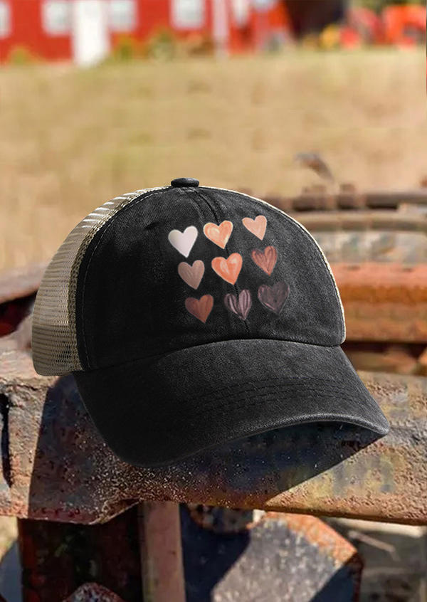 

Valentine Love Heart Mesh Hollow Out Baseball Cap, Black, SCM010727