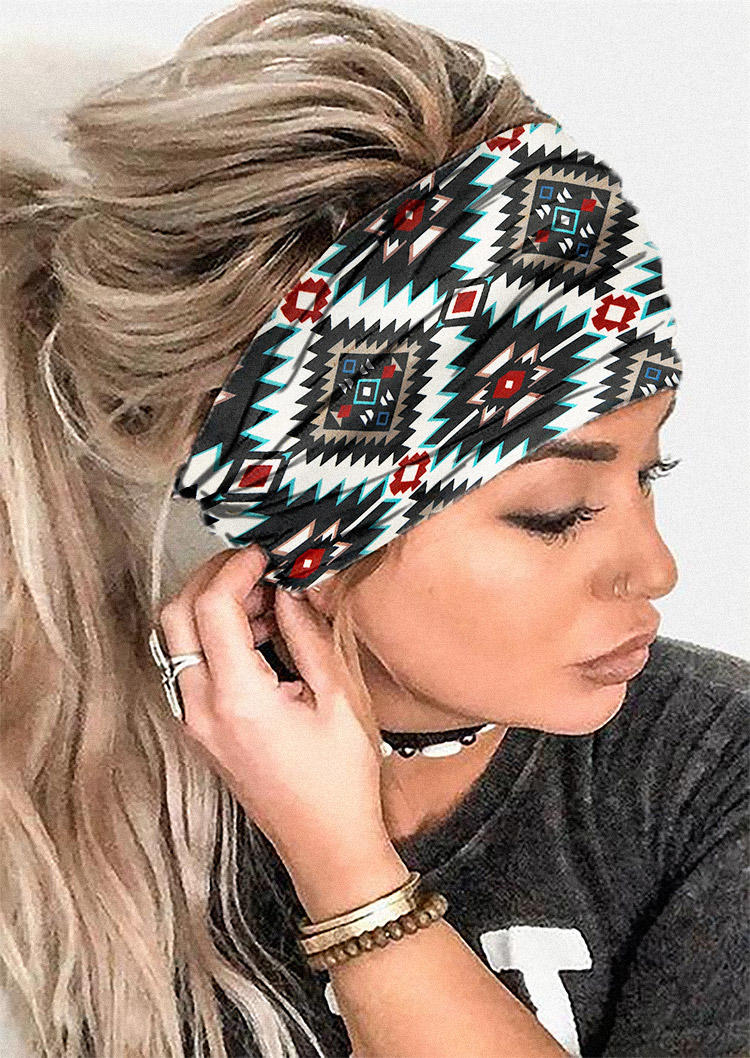 Aztec Geometric Sport Wide Headband