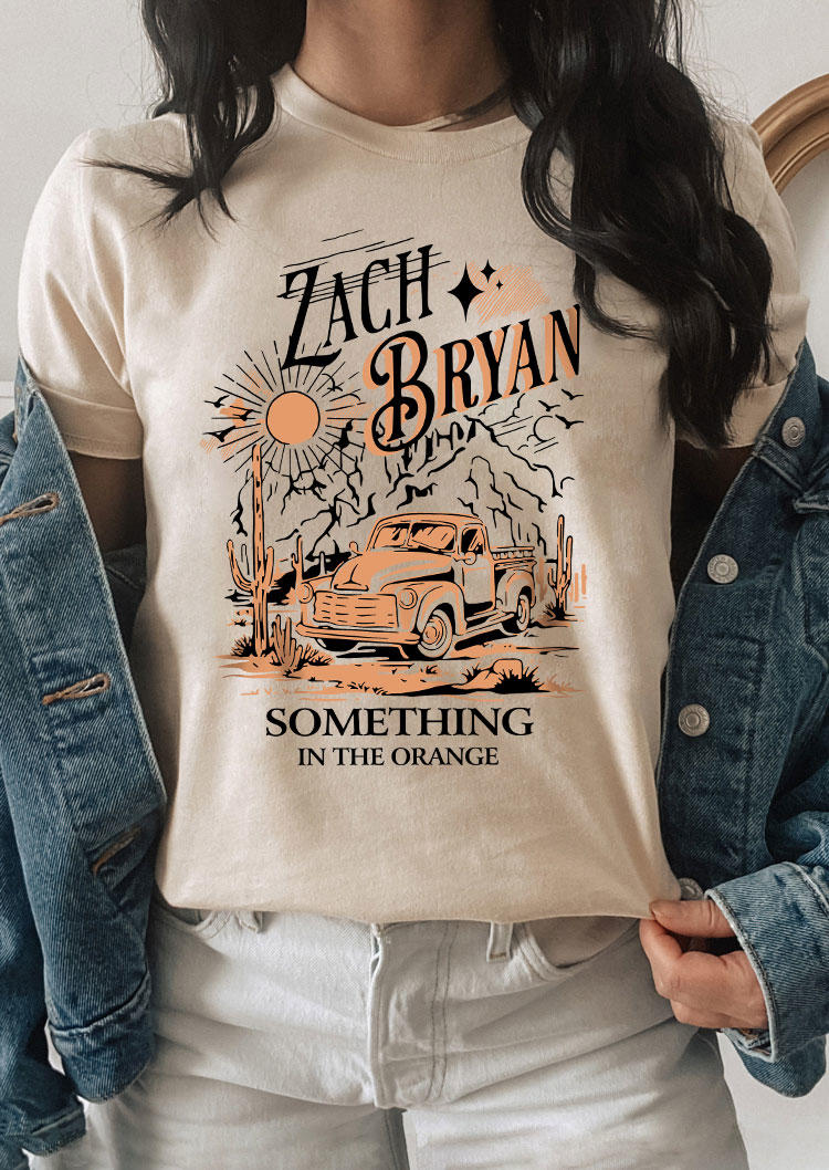 

Something In The Orange Sunset Cactus Truck T-Shirt Tee - Apricot, SCM010740
