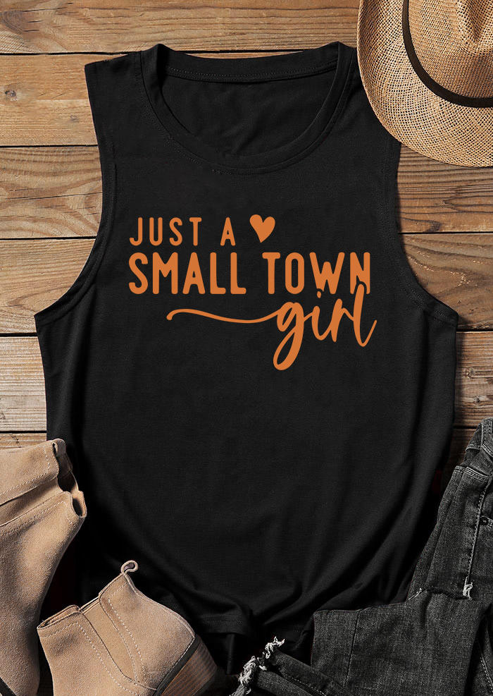 Just A Small Town Girl Tank - Black