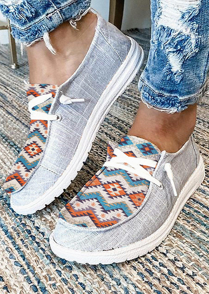 

Aztec Geometric Slip On Flat Sneakers, Multicolor, SCM010909
