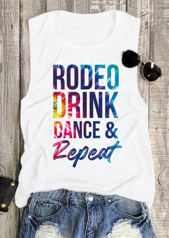 Rodeo Drink Dance & Repeat Tank - Light Grey