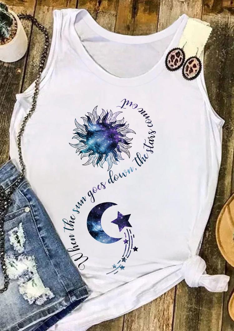 When The Sun Goes Down The Stars Comes Out Tank - White