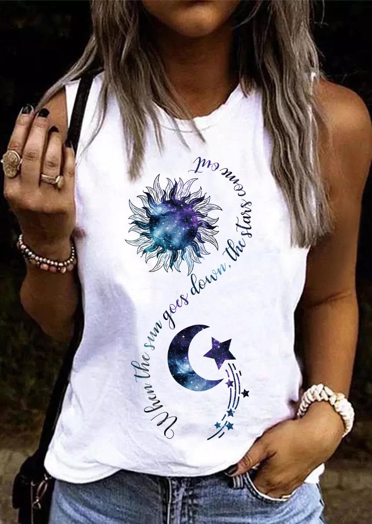 

When The Sun Goes Down The Stars Comes Out Tank - White, SCM010878
