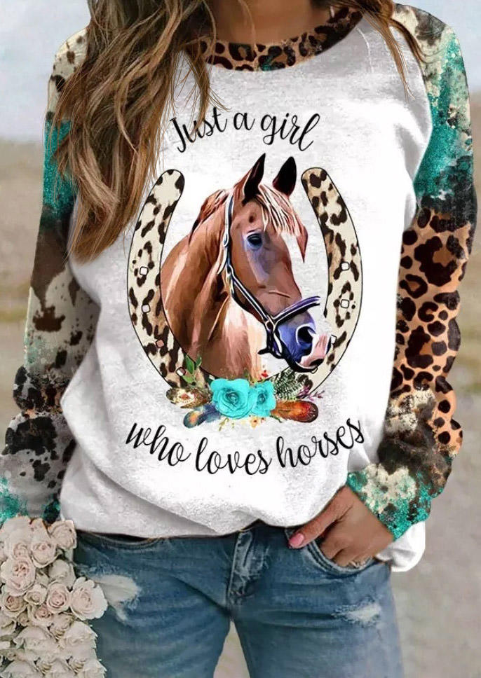 

Just A Girl Who Loves Horses Floral Leopard Sweatshirt, Multicolor, SCM010570