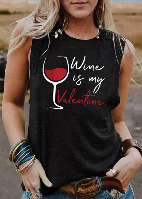 

Wine Is My Valentine Glass Tank - Black, SCM010940