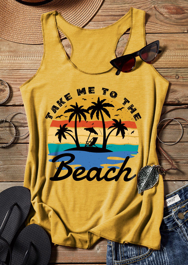 

Take Me To The Beach Coconut Tree Racerback Tank - Yellow, SCM010945