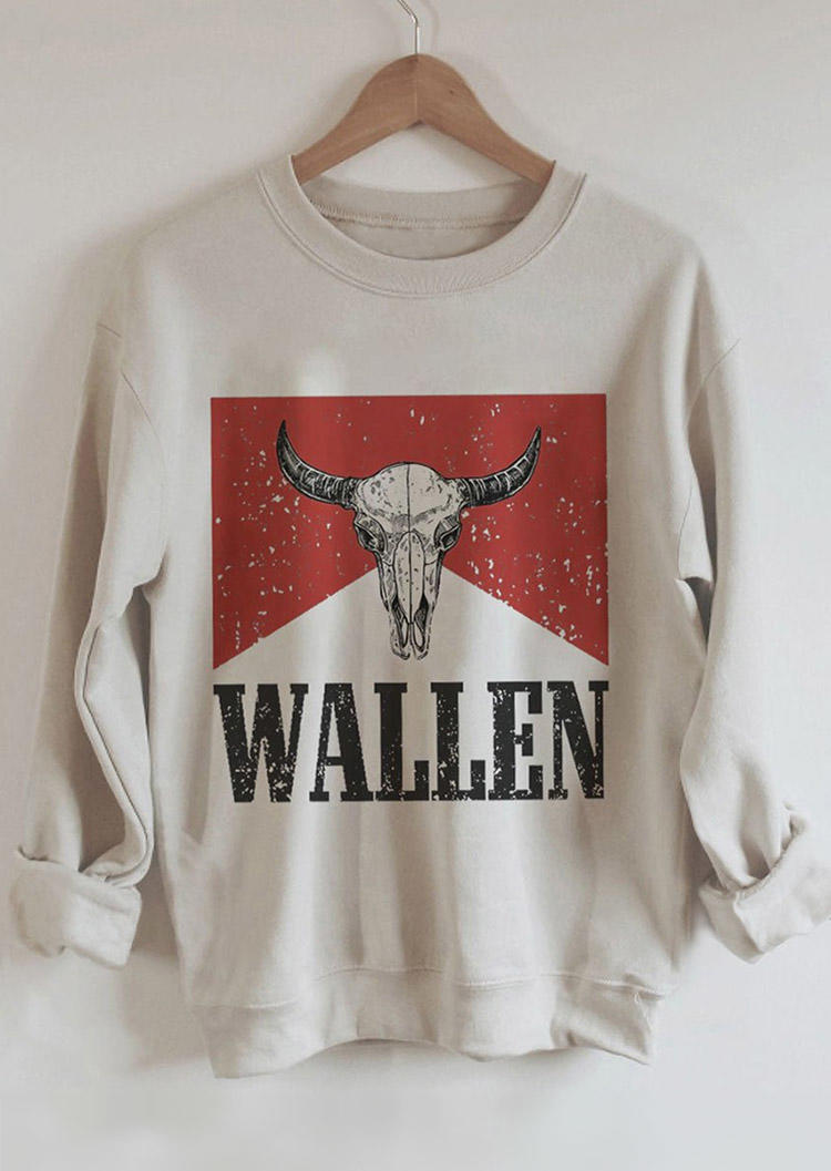 

Steer Skull Drink Pullover Sweatshirt - Light Grey, Gray, SCM006761