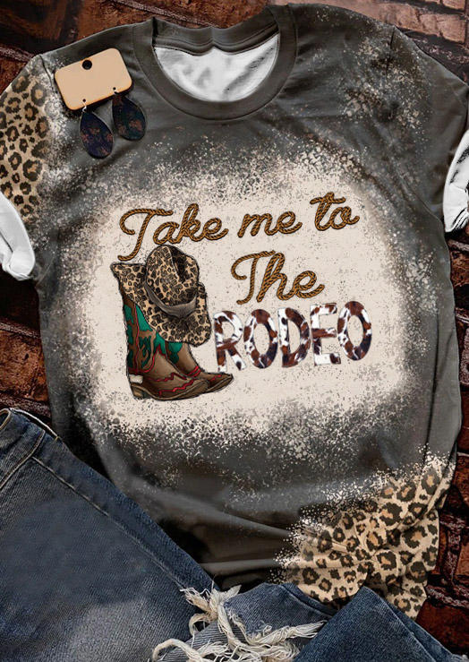 

Take Me To The Rodeo Leopard T-Shirt Tee - Dark Grey, Gray, SCM010742