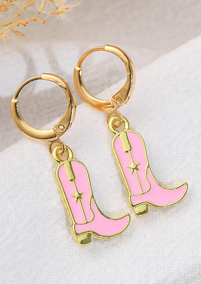 

Western Cowgirl Boots Earrings, Pink, SCM010784